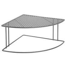 Load image into Gallery viewer, Amazon best mdesign rustic metal corner shelf 2 tier storage organizer for kitchen cabinet pantry shelf counter holds dishes baking supplies canned goods spices rounded design 2 pack graphite gray