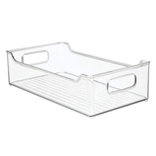 Load image into Gallery viewer, The best mdesign wide stackable plastic kitchen pantry cabinet refrigerator or freezer food storage bin with handles organizer for fruit yogurt snacks pasta bpa free 14 5 long 4 pack clear