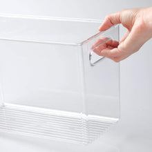 Load image into Gallery viewer, Shop mdesign plastic food storage container bin with handles for kitchen pantry cabinet fridge freezer narrow for snacks produce vegetables pasta bpa free food safe 12 pack clear