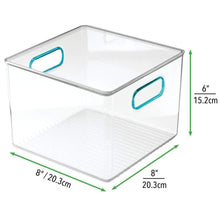 Load image into Gallery viewer, Buy now mdesign plastic food storage container bin with handles for kitchen pantry cabinet fridge freezer cube organizer for snacks produce vegetables pasta bpa free food safe 8 pack clear blue
