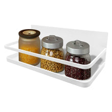 Load image into Gallery viewer, Save on spice rack monoled spice rack organizer magnetic single tier fridge spice rack shelves organizer space saving storage rack for refrigerator kitchen cabinet cupboard pantry door seasonings white