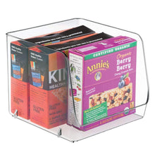 Load image into Gallery viewer, Organize with mdesign large household stackable plastic food storage organizer bin basket with wide open front for kitchen cabinets pantry offices closets bedrooms bathrooms cube 7 75 wide 8 pack clear