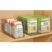 Load image into Gallery viewer, Best seller  mdesign farmhouse decor metal wire food storage organizer bin basket with handles for kitchen cabinets pantry bathroom laundry room closets garage 12 x 12 x 6 4 pack graphite gray