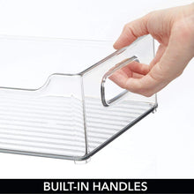 Load image into Gallery viewer, Shop mdesign wide stackable plastic kitchen pantry cabinet refrigerator or freezer food storage bin with handles organizer for fruit yogurt snacks pasta bpa free 14 5 long 4 pack clear