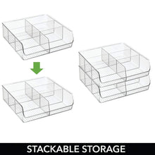 Load image into Gallery viewer, Shop for mdesign plastic wide food storage organizer bin caddy for kitchen pantry cabinet countertop holds baking supplies spices pouches dressing mixes tea sugar packets 6 sections 5 pack clear