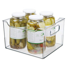 Load image into Gallery viewer, Home mdesign plastic kitchen pantry cabinet refrigerator or freezer food storage bin box deep container with handles organizer for fruit vegetables yogurt snacks pasta 10 long 8 pack clear
