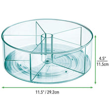 Load image into Gallery viewer, Discover the best mdesign plastic divided lazy susan turntable storage container for kitchen cabinet pantry refrigerator countertop bpa free food safe spinning organizer for kids toddlers 4 pack sea blue