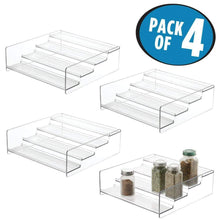 Load image into Gallery viewer, Select nice mdesign plastic kitchen spice bottle rack holder food storage organizer for cabinet cupboard pantry shelf holds spices mason jars baking supplies canned food 4 levels 4 pack clear