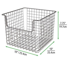 Load image into Gallery viewer, Best mdesign metal wire open front organizer basket for kitchen pantry cabinet shelf holds canned goods baking supplies boxed food mixes fruits vegetables snacks 10 wide 4 pack graphite gray