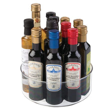 Load image into Gallery viewer, Shop here mdesign plastic lazy susan spinning food storage turntable for cabinet pantry refrigerator countertop spinning organizer for spices condiments baking supplies 9 round 2 pack clear