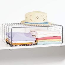 Load image into Gallery viewer, Kitchen mdesign modern versatile metal closet cabinet organizer storage 2 tier shelf divider and separator for bedrooms bathrooms entryways hallways kitchen pantry office easy install 2 pack chrome