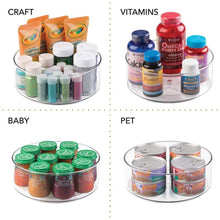 Load image into Gallery viewer, Amazon best mdesign plastic lazy susan spinning food storage turntable for cabinet pantry refrigerator countertop spinning organizer for spices condiments baking supplies 9 round 4 pack clear