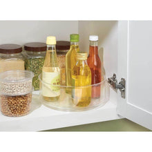 Load image into Gallery viewer, Storage organizer mdesign plastic lazy susan spinning food storage turntable for cabinet pantry refrigerator countertop spinning organizer for spices condiments baking supplies 9 round 2 pack clear