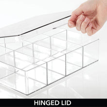 Load image into Gallery viewer, Best mdesign tea storage organizer box 8 divided sections easy view hinged lid use in kitchen pantry and cabinets holder for tea bags packets small items and accessories bpa free 2 pack clear