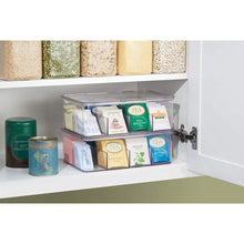 Load image into Gallery viewer, Select nice mdesign stackable plastic tea bag holder storage bin box for kitchen cabinets countertops pantry organizer holds beverage bags cups pods packets condiment accessories 4 pack clear