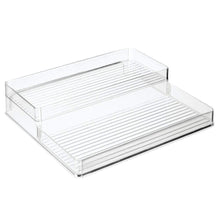 Load image into Gallery viewer, Exclusive mdesign plastic kitchen food storage organizer shelves spice rack holder for cabinet cupboard countertop pantry holds spices jars baking supplies canned food pasta 2 levels 12 w clear