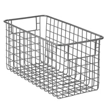 Load image into Gallery viewer, Save mdesign farmhouse decor metal wire food storage organizer bin basket with handles for kitchen cabinets pantry bathroom laundry room closets garage 12 x 6 x 6 4 pack graphite gray