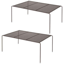 Load image into Gallery viewer, Save mdesign metal kitchen pantry countertop organizer storage shelves raised cabinet shelf racks for food dishes plates dishes bowls mugs glasses non skid feet extra large 2 pack bronze