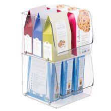 Load image into Gallery viewer, Kitchen mdesign large household stackable plastic food storage organizer bin basket with wide open front for kitchen cabinets pantry offices closets bedrooms bathrooms cube 7 75 wide 4 pack clear