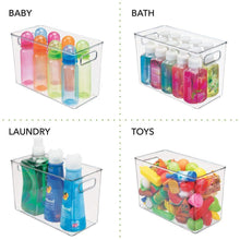 Load image into Gallery viewer, Shop for mdesign plastic food storage container bin with handles for kitchen pantry cabinet fridge freezer narrow for snacks produce vegetables pasta bpa free food safe 12 pack clear
