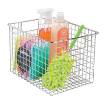 Load image into Gallery viewer, Cheap mdesign large heavy duty metal wire storage organizer bin basket built in handles for food storage kitchen cabinet pantry closet bedroom bathroom garage 12 x 9 x 8 pack of 4 chrome