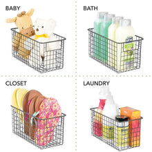 Load image into Gallery viewer, Purchase mdesign farmhouse decor metal wire food storage organizer bin basket with handles for kitchen cabinets pantry bathroom laundry room closets garage 12 x 6 x 6 4 pack graphite gray