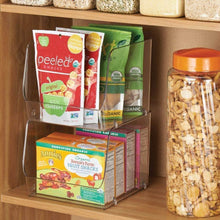 Load image into Gallery viewer, Related mdesign large household stackable plastic food storage organizer bin basket with wide open front for kitchen cabinets pantry offices closets bedrooms bathrooms cube 7 75 wide 8 pack clear