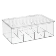 Load image into Gallery viewer, Shop mdesign stackable plastic tea bag holder storage bin box for kitchen cabinets countertops pantry organizer holds beverage bags cups pods packets condiment accessories 4 pack clear