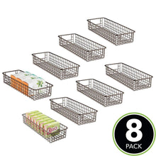 Load image into Gallery viewer, Discover the best mdesign household wire drawer organizer tray storage organizer bin basket built in handles for kitchen cabinets drawers pantry closet bedroom bathroom 16 x 6 x 3 8 pack bronze