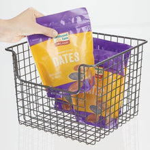 Load image into Gallery viewer, Best seller  mdesign metal wire open front organizer basket for kitchen pantry cabinet shelf holds canned goods baking supplies boxed food mixes fruits vegetables snacks 10 wide 4 pack graphite gray