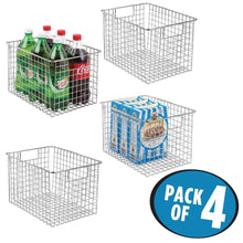 Load image into Gallery viewer, Discover the best mdesign large heavy duty metal wire storage organizer bin basket built in handles for food storage kitchen cabinet pantry closet bedroom bathroom garage 12 x 9 x 8 pack of 4 chrome