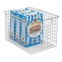 Load image into Gallery viewer, Discover mdesign large heavy duty metal wire storage organizer bin basket built in handles for food storage kitchen cabinet pantry closet bedroom bathroom garage 12 x 9 x 8 pack of 4 chrome
