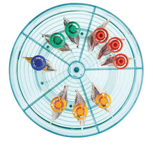 Load image into Gallery viewer, Explore mdesign plastic divided lazy susan turntable storage container for kitchen cabinet pantry refrigerator countertop bpa free food safe spinning organizer for kids toddlers 4 pack sea blue