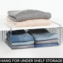 Load image into Gallery viewer, Great mdesign modern versatile metal closet cabinet organizer storage 2 tier shelf divider and separator for bedrooms bathrooms entryways hallways kitchen pantry office easy install 2 pack chrome
