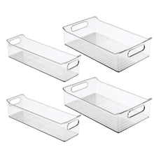 Load image into Gallery viewer, Save on mdesign plastic kitchen pantry cabinet refrigerator or freezer food storage bins with handles organizers for fruit yogurt drinks snacks pasta condiments set of 4 clear