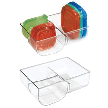 Load image into Gallery viewer, Top rated mdesign food storage container lid holder 3 compartment plastic organizer bin for organization in kitchen cabinets cupboards pantry shelves 2 pack clear