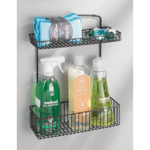 Latest mdesign metal farmhouse wall mount kitchen storage organizer holder or basket hang on wall under sink or cabinet door in kitchen pantry holds dish soap window cleaner sponges matte black