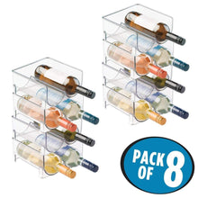 Load image into Gallery viewer, Amazon mdesign plastic free standing wine rack storage organizer for kitchen countertops table top pantry fridge holds wine beer pop soda water bottles stackable 2 bottles each 8 pack clear