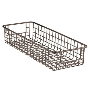 Exclusive mdesign household wire drawer organizer tray storage organizer bin basket built in handles for kitchen cabinets drawers pantry closet bedroom bathroom 16 x 6 x 3 8 pack bronze