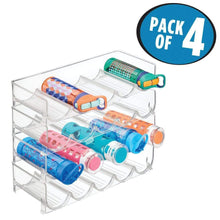 Load image into Gallery viewer, Related mdesign plastic free standing water bottle and wine rack storage organizer for kitchen countertops table top pantry fridge stackable holds 5 bottles each 4 pack clear