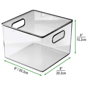 Organize with mdesign plastic food storage container bin with handles for kitchen pantry cabinet fridge freezer cube organizer for snacks produce vegetables pasta bpa free 8 pack clear