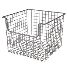 Load image into Gallery viewer, Buy now mdesign metal wire open front organizer basket for kitchen pantry cabinet shelf holds canned goods baking supplies boxed food mixes fruits vegetables snacks 10 wide 4 pack graphite gray
