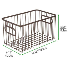 Load image into Gallery viewer, Best seller  mdesign metal farmhouse kitchen pantry food storage organizer basket bin wire grid design for cabinets cupboards shelves countertops closets bedroom bathroom 10 long 4 pack bronze