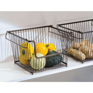 Online shopping mdesign modern stackable metal storage organizer bin basket with handles open front for kitchen cabinets pantry closets bedrooms bathrooms large 6 pack bronze