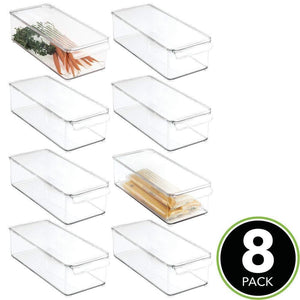 Discover the best mdesign plastic food storage container bin with lid and handle for kitchen pantry cabinet fridge freezer organizer for snacks produce vegetables pasta 8 pack clear