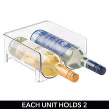 Load image into Gallery viewer, The best mdesign plastic free standing wine rack storage organizer for kitchen countertops table top pantry fridge holds wine beer pop soda water bottles stackable 2 bottles each 8 pack clear