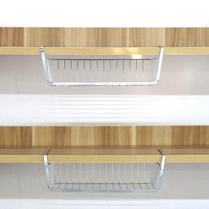 Shop monpearl 3 pack 16 4 under shelf basket under cabinet wire shelves for cabinet thickness max 1 45 hanging shelf basket on kitchen pantry desk bookshelf silver large size