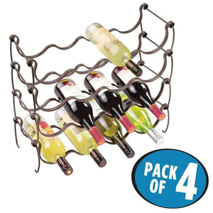 Online shopping mdesign metal wire wine rack and water bottle storage organizer holder for kitchen countertops pantry fridge freestanding stackable each holds 4 bottles 4 pack bronze