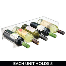 Load image into Gallery viewer, Organize with mdesign plastic free standing water bottle and wine rack storage organizer for kitchen countertops table top pantry fridge stackable holds 5 bottles each 4 pack clear