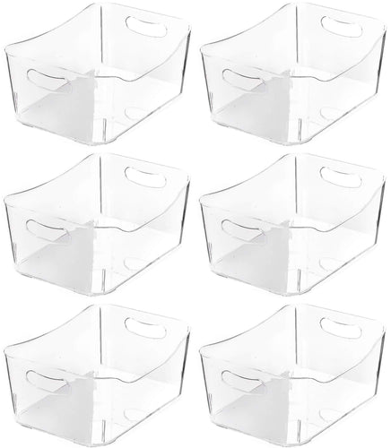 Top rated ybm home open bin storage basket kitchen pantry bathroom vanity laundry health and beauty product supply organizer under cabinet caddy medium 6 pack clear